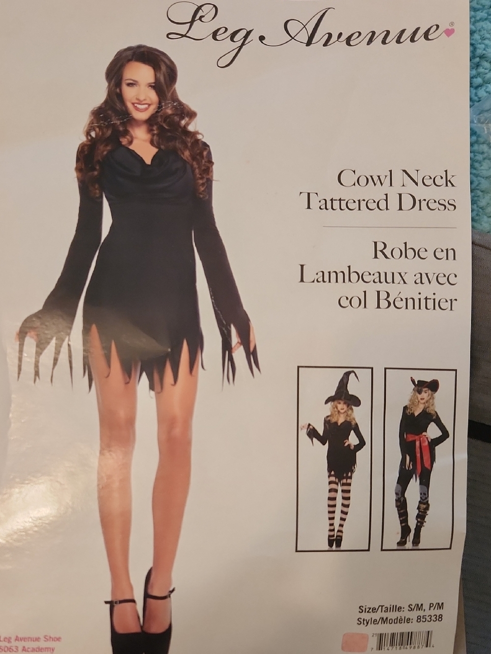 Leg Avenue Black Cowl Neck Tattered Dress